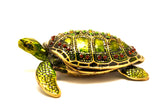 Green Sea Turtle Trinket Box Made with Austrian Crystals
