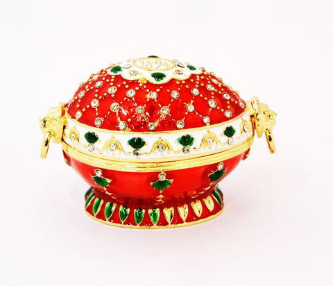 Opulent Faberge Style Egg Trinket Box