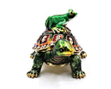 Jeweled Tortoise with Frog Trinket Box. Unusually Made with Austrian Crystals