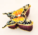 Butterfly Trinket Box with multiple Coloration. Beautiful Enamel & Austrian Crystals