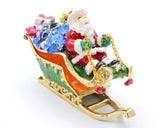 Santa on Sleigh with Gifts Trinket Box Made with Austrian Crystals
