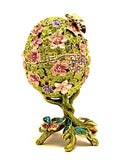 Floral Egg with Butterfly Trinket Box. Colorful Enamel & Austrian Crystals