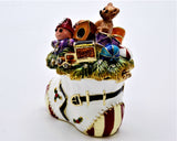 Bejeweled Christmas Boot with Gifts Trinket Box. Hand Detailed with Austrian Crystals