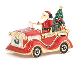 Santaclause in Car Trinket Box Made with Austrian Crystals & Red Enamel