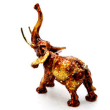 Bejeweled Elephant Trinket Box with Brown Enamel & Austrian Crystals