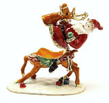 Santa Claus on Reindeer Trinket Box. Handmade with Austrian Crystals & Enamel