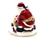 Santa Clause in Garden Trinket Box. Very Detailed with Austrian Crystals Enamel