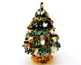 Christmas Tree Trinket Box with Gifts Hanging. Handmade with Austrian Crystals