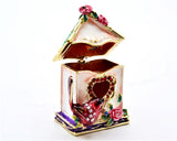 Small Cardinal Birdhouse Trinket Box. Very Detailed with Austrian Crystals