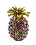 Jeweled Pineapple Trinket Box. Hand Set Austrian Crystals & Enamel