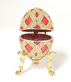 Decorative Russian Design Egg Trinket Box with Clock. Made with Austrian Crystals