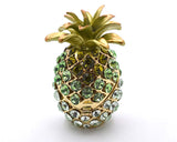Jeweled Pineapple Trinket Box. Hand Set Austrian Crystals & Enamel