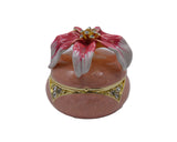 Big Round Floral Trinket Box Made with Austrian Crystals & Enamel with Gold Plating