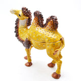 Double Hump Big Camel Trinket Box. Hand Painted Brown Enamel & Austrian Crystals