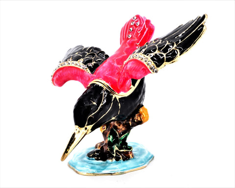 Flying Humming Bird on Branch Trinket Box Made with Austrian Crystals & Enamel