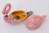 Pink Flamingo with Baby Trinket Box. Hand Crafted with Austrian Crystals & Enamel