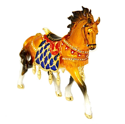 Carousel Horse Trinket Box with Eagle Head Saddle. Hand Crafted with Austrian Crystals
