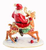 Santa Claus on Reindeer Trinket Box. Handmade with Austrian Crystals & Enamel