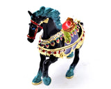 Decorated Running Horse Trinket Box. Eagle Head Saddle with Austrian Crystals
