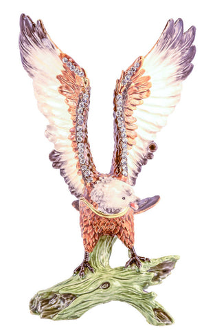 Big Flying Eagle Trinket Box with Austrian Crystals & Enamel