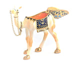 Petite Standing Camel Trinket Box. White Enamel with Blue Saddle & Austrian Crystals
