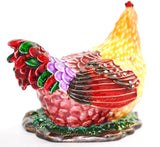 Hen with Chicken Trinket Box Colorful Enamel with Austrian Crystals