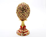 Big Floral Egg Trinket Box with Red Enamel & Austrian Crystals