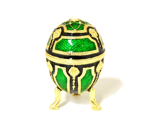Decorative Green Egg Trinket Box. Made with Austrian Crystals & Enamel
