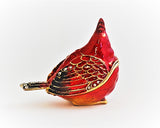 Small Cardinal Trinket Box. Red Enamel with Austrian Crystals