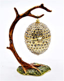 All Jeweled Hanging Egg Trinket Box Made with Austrian Crystals