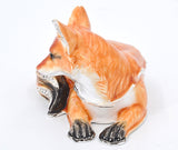 Sitting Fox Trinket Box with Lots of Details. Handmade with Austrian Crystals & Enamel