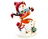 Decorative Snowman with Baby Trinket Box Hand Crafted with Austrian Crystals & Enamel