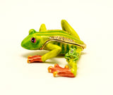 Leaping Frog with Baby Trinket Box. Very Detailed with Austrian Crystals Enamel