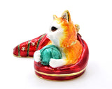Holiday Cat in Stocking Trinket Box. Very Cute Made with Austrian Crystals