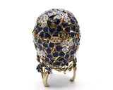 Floral Egg on Stand Trinket Box. Amazingly Crafted with Austrian Crystals & Enamel