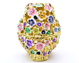 Jeweled Floral Design Owl Trinket Box. Hand Crafted with Austrian Crystals