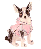 Dressed Up Chihuahua Dog Trinket Box. Hand Detailed with Austrian Crystals