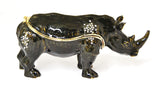 Ferocious Rhino Trinket Box. Black Enamel & Austrian Crystals