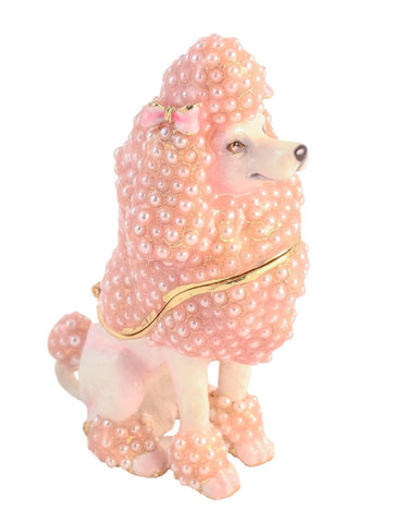Poodle Delight Trinket Box. Hand Set Faux Pearls
