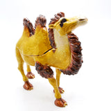 Double Hump Big Camel Trinket Box. Hand Painted Brown Enamel & Austrian Crystals