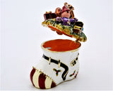 Bejeweled Christmas Boot with Gifts Trinket Box. Hand Detailed with Austrian Crystals