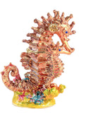 Sea Horse with Baby Trinket Box. Brown Enamel with Lot of Details