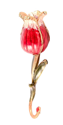 Tulip Flower Trinket Box with Austrian Crystals & Enamel