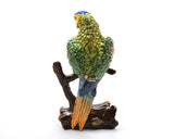 Jeweled Green Parrot on Branch Trinket Box Handmade with Austrian Crystals