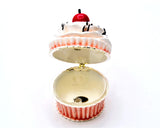 Cupcake with Cherry Trinket Box. Pink Enamel with Austrian Crystals