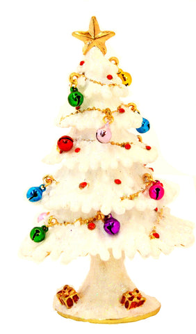 Christmas Tree with Decorations Trinket Box. Hand Crafted with Austrian Crystals Enamel