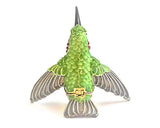Small Flying Humming Bird Trinket Box Green Enamel with Austrian Crystals