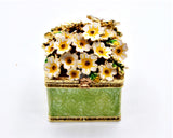 Jeweled Floral Trinket Box with Butterfly. Beautifully Made with Austrian Crystals & Enamel