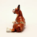 Sitting Boxer Dog Trinket Box Made with Austrian Crystals