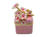 Square Floral Trinket Box. Hand Detailed with Austrian Crystals & Enamel